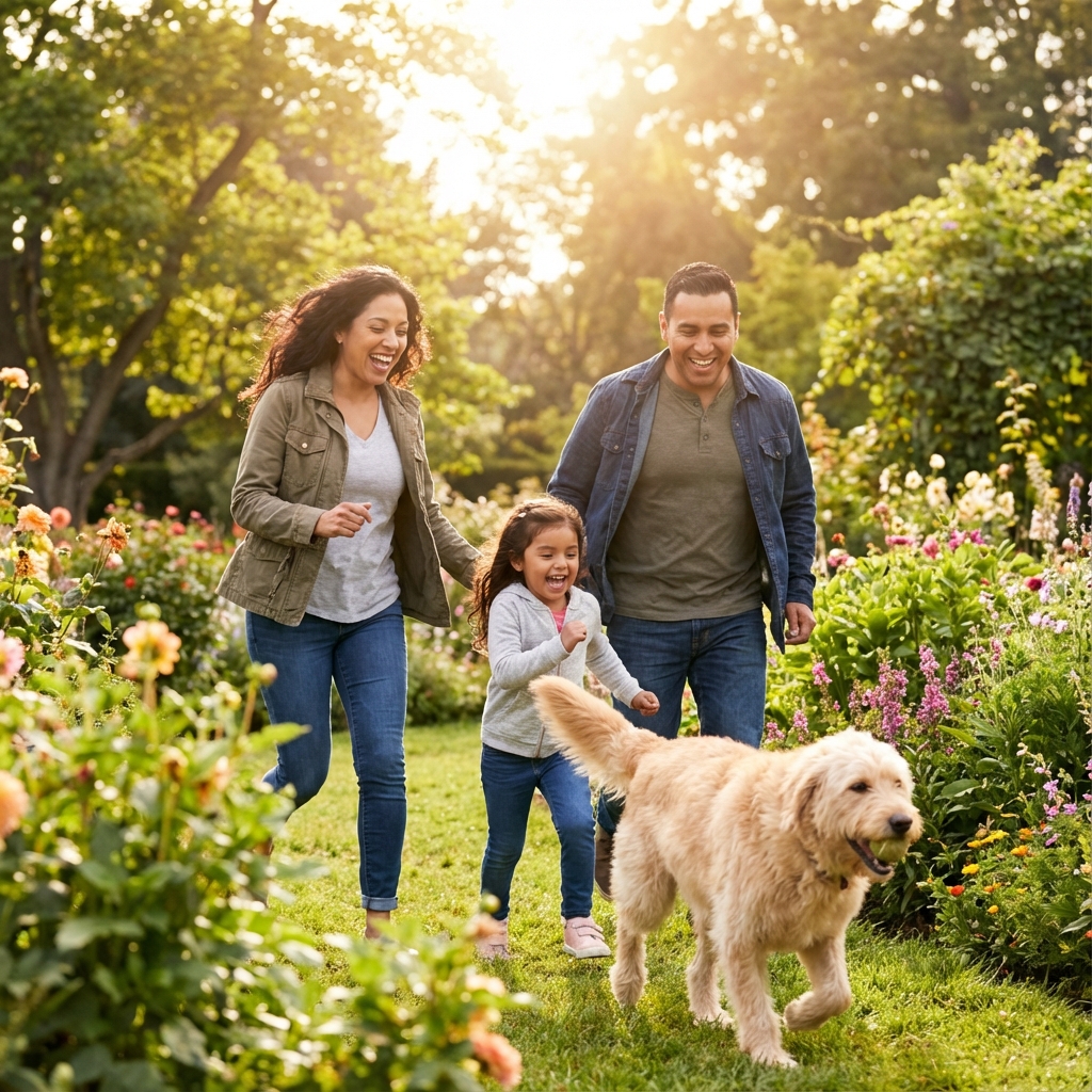 Cuidador feliz con un perro